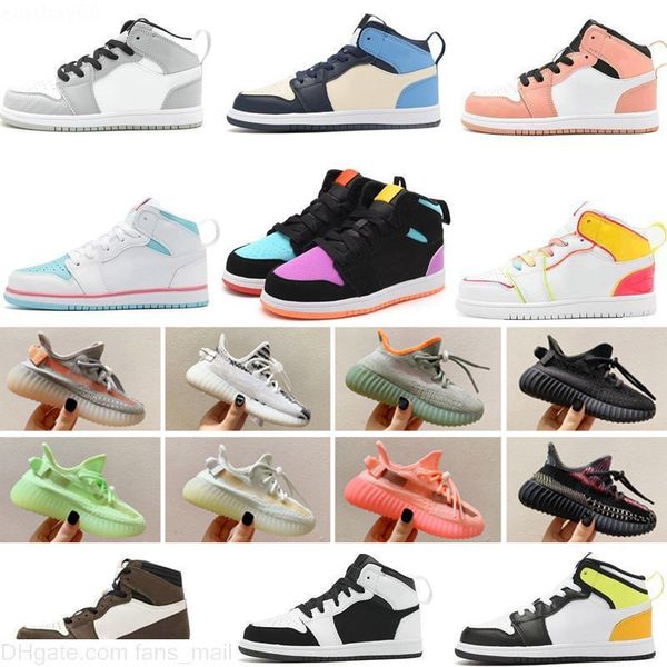 

children basketball shoes 1s 1 candy multicolor high og obsian edge glow unc light smoke grey pink for boy girl toddler chaussures pour enfa