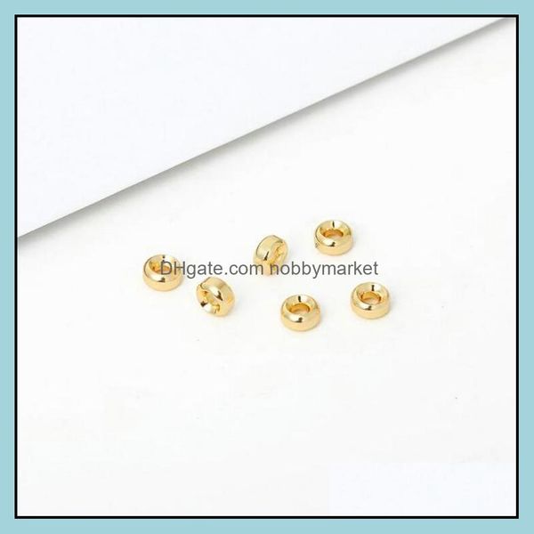 20pcs 4mm 5mm 6mm 8mm 14k real banhado a ouro latão redondo espaçador grânulos pulseira de alta qualidade diy acessórios de jóias drop entrega 2021 outros f