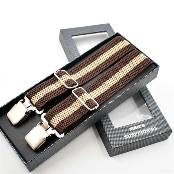 

men leather 3 clip elastic braces wedding shirt stay locking clamps trousers suspenders adjustable strap garter holder belt 220526, Black;white