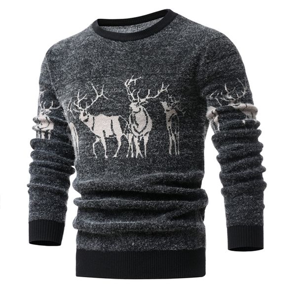 Sweater de Natal de Natal Homens Men Christmas Imprimindo suéter masculino Casual O-pescoço masculino Pulloves masculinos Slim Sweaters Pull Men 201126
