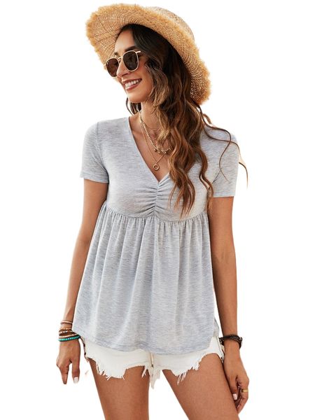 

ruched front peplum hem tee f6i8#, White