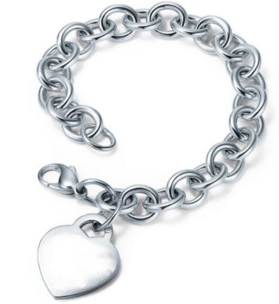 

luxury designer men women bracelet identification tag heart tf s925 logo sterling silver, Black