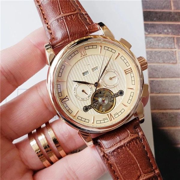 

2021 luxury reloj ph brand watch casual men watches fashion polshorloge dress orologio leather strap automatic machinery306j, Slivery;brown