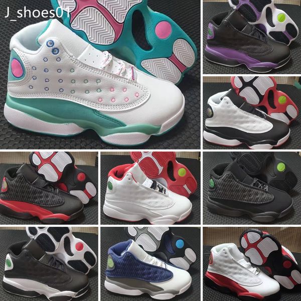 

2022 children basketball 13s kids athletic white red athletic shoes for boys and girl size 28-35, Black