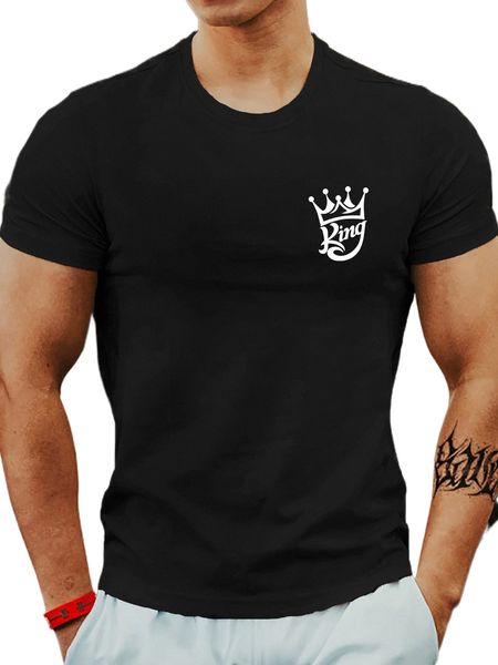 

men crown & letter graphic tee 61ge#, White;black