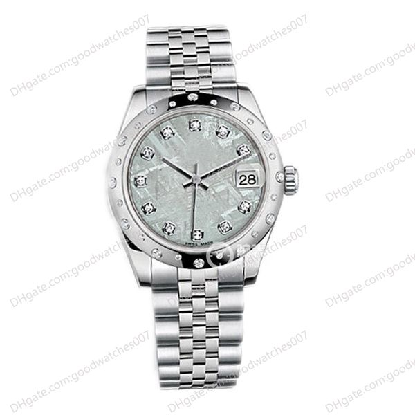 

asian watch 2813 sport automatic ladies datejust 31 silver grey dial m178344-0020 wrist watch diamond bezel luxury stainless steel watches m, Slivery;brown