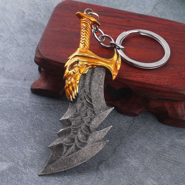 

keychains new god of war 4 kratos sword keychain pendant keyring jewelry men and women car key chain accessories, Silver