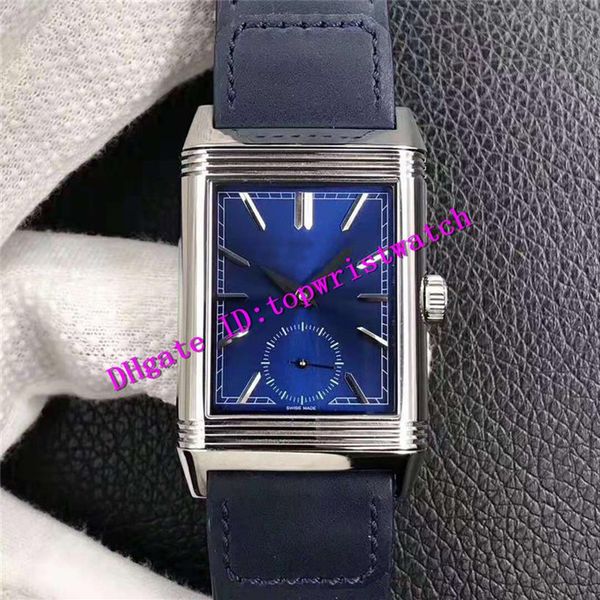 

mg factory reverso tribute gmt mens watch swiss 854a/2 hand-winding mechanical 28800 vph sapphire crystal 316l steel italy leather2697, Slivery;brown