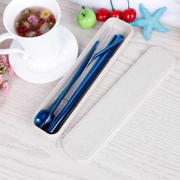 

eco-friendly reusable bar drinking straws set with cleaning brush