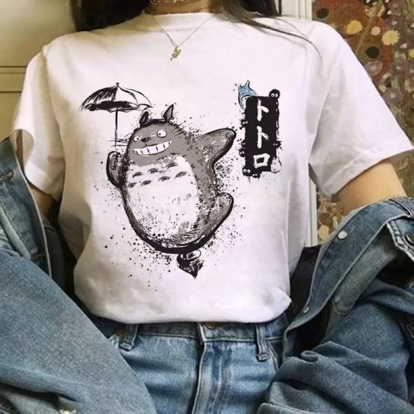 Vicino Totoro Studio Ghibli Harajuku T-shirt Lady Ulzzang Kawaii Cartoon Graphic T-shirt Hayao Miyazaki anni '90 Magliette Cute Tee