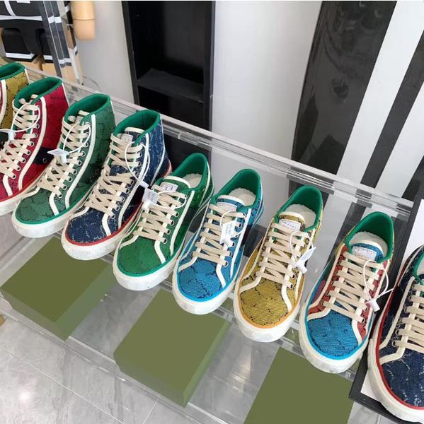 

luxurys shoe 1977 sneaker designers tennis canvas beige blue washed jacquard denim women shoes ace rubber sole embroidered vintage casual sn, Black