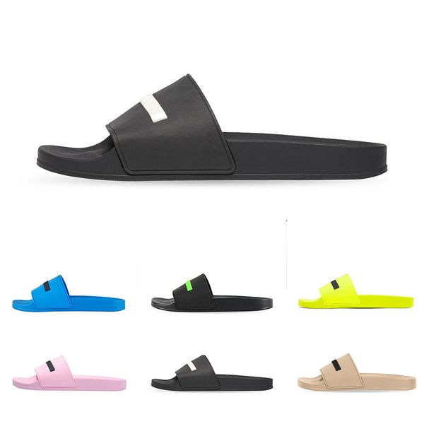 

summer men women designer slippers slides sandals shoes fashion black fluo green white cool grey beige blue pink yellow mens rubber slipper