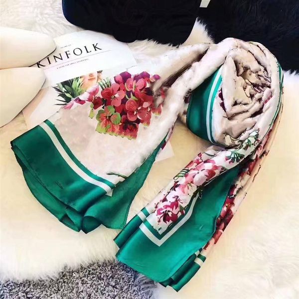 

women's scarf high qualtiy silk scarves fashion printed handbag decorative no box 180x90cm am32293f, Blue;gray