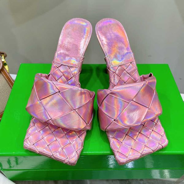 

2022 lady designer summer women sandals laser open toe crochet leather high heels stiletto stripper zapatos mujer loafer sandalias summer, Black