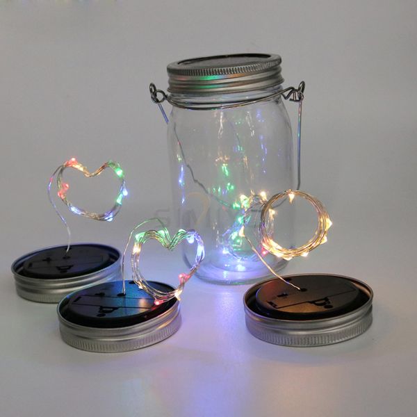 Jars Powered Silver Lights Solar Light 10 LED String Star Mason Fairy 5465 Deckel für Glas Weihnachten zum Anschrauben Wscdm