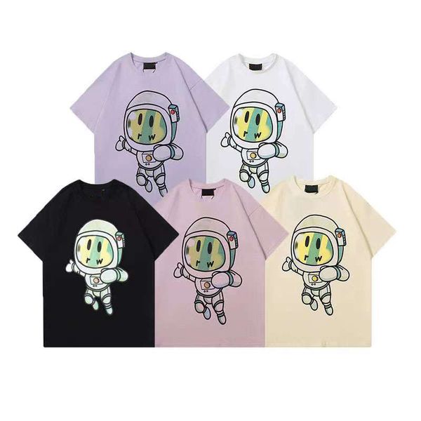 

men's and women's american niche 2022 women's t-shirt new astronaut print tide brand white loose couple summer short sleeve