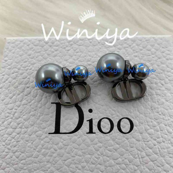 

factory wholesale family earrings new letters black pearl temperament personality pompous fashion earrings, Golden