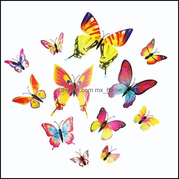 Kühlschrankmagnete Home Decor Garten Interieur für 3D-Effekt Mticolor Schmetterlinge Wandaufkleber Beautif Butterfly Kinderzimmer Aufkleber Dekoration Dr