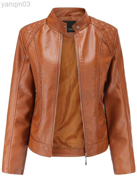 Herbst Frauen Faux Leder Jacke 2022 Damen Solide Mit Gürtel Zipper Biker Mantel Weibliche Pu Streetwear Übergroßen Casual Outwear L220801