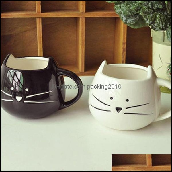 Canecas Drinkwares Cozinha Barra de jantar Home Garden Garden requintado Copo de gatinho Originalidade Casal de copo Tumber Cerâmica amantes Coffee caneca feliz nascimento