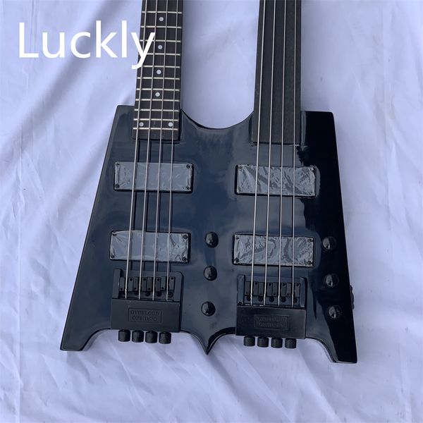 

in stock special electric bass guitar double neck transparent black can be customized guitars guitarra
