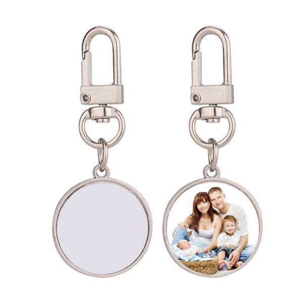 Transter termico fai da te sublimazione cuore vuoto portachiavi rotondi portachiavi oro cornice portachiavi portachiavi auto in lega placcata argento accessori souvenir regalo per gli amanti