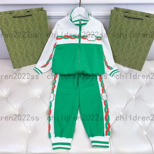 

2022fw stand collar jackets sets kids autumn cd sets zip jacket long pants high-end printing tracksuits for boys fashion design childrens sp, White