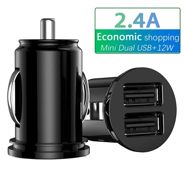 Двойное USB -автомобильное зарядное устройство 2.4A 5V 2 Порт -сигареты зажигалка зажигательное адаптер питание для всех смартфонов