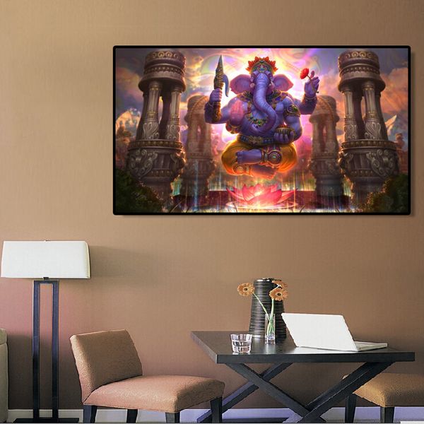 Indischer Gott Smite Ganesha Poster und Drucke, Wandkunst, Leinwandgemälde, Wandbilder für Wohnzimmer, Heimdekoration, ohne Rahmen