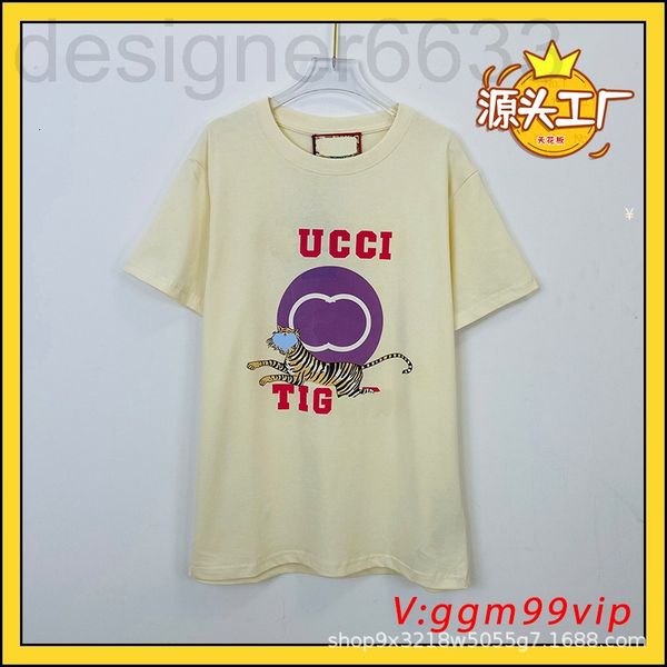 

women's t-shirt designer correct version 22 year sprin family tier short sleeve double button tier pattern printed loose for men and wo, White