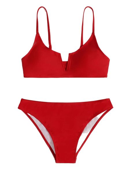 

plain v wired bikini swimsuit i0oz#, White;black