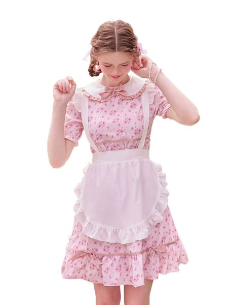 

romwe kawaii solid ruffle hem criss cross apron without dress s5zb#, Black;gray