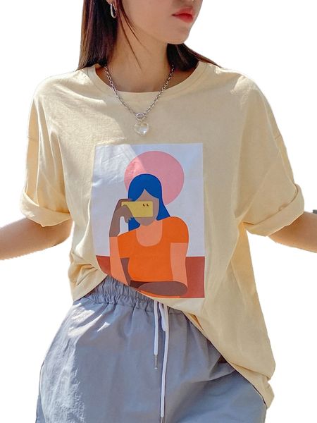 

dazy figure graphic drop shoulder tee 24ft#, White
