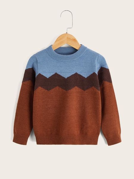 

toddler boys colorblock round neck sweater she, Blue