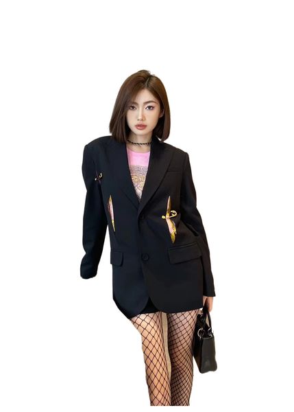 

designer women's blazer suits fashion jacket elegant female luxury party coats stylish brand clothing office wear, White;black