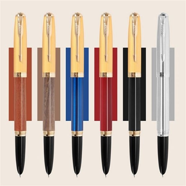 Jinhao 85 Penna stilografica in metallo/legno Cappuccio dorato Penna a inchiostro con punta fine da 0,5 mm 220812