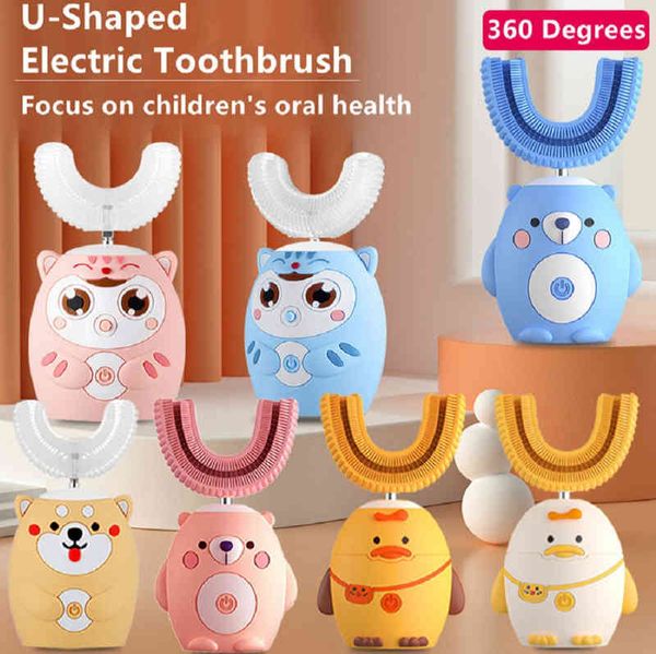 

toothbrush sonic children electric toothbrush kids u-shaped 360 degrees silica gel usb charging ultrasonic smart 0511