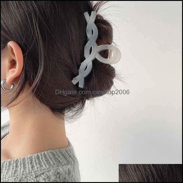 Klemmen Haarschmuck Frauen Große Frosted Twisted Shaped Jelly Farbe Geometrische Kunststoff Klaue Clips Koreanische Länge Dhjks