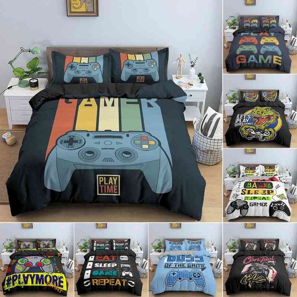 Gamepad-Bettbezug-Set mit bunten Knöpfen, für King-Size-Bett, Twin-Size-Spielbettwäsche für Kinder, Teenager, Mann, Video für Kinderzimmer-Dekoration