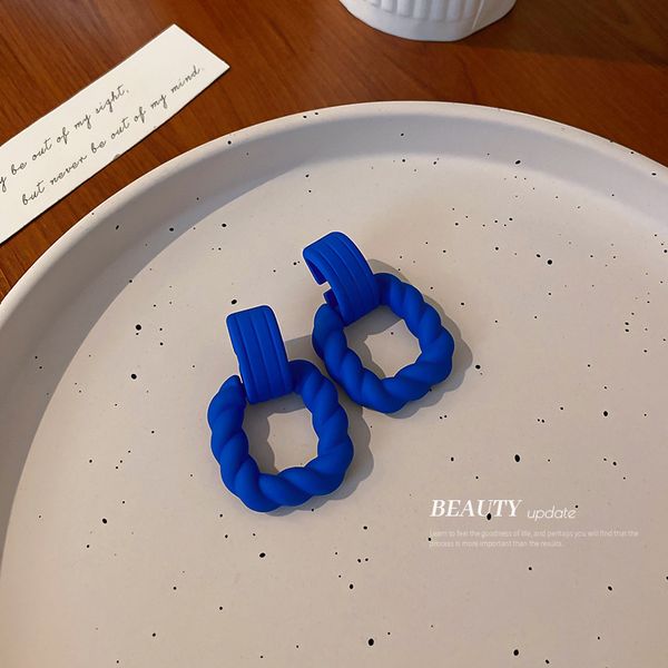 

925 silver needle acrylic twist square earrings korean geometric mori eardrops fashion trending personalized earrings women, Golden