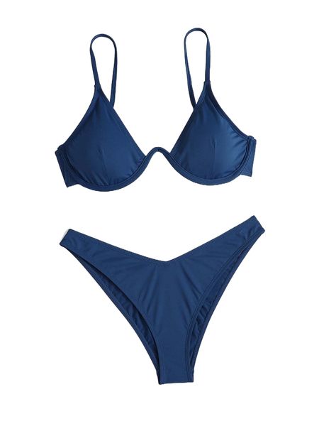 

plain recycled push up bikini swimsuit h84y#, White;black