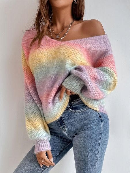 

v-neck colorblock sweater n9vl#, White;black