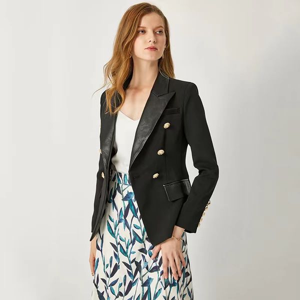 

t057 womens suits & blazers tide brand high-quality retro fashion designer temperament commutes suit jacket lion double-breasted slim plus s, White;black