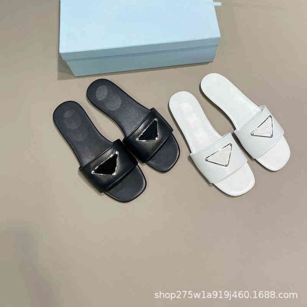 

slippers p-net red triangle flat bottom sandals for women to wear in summer, Black