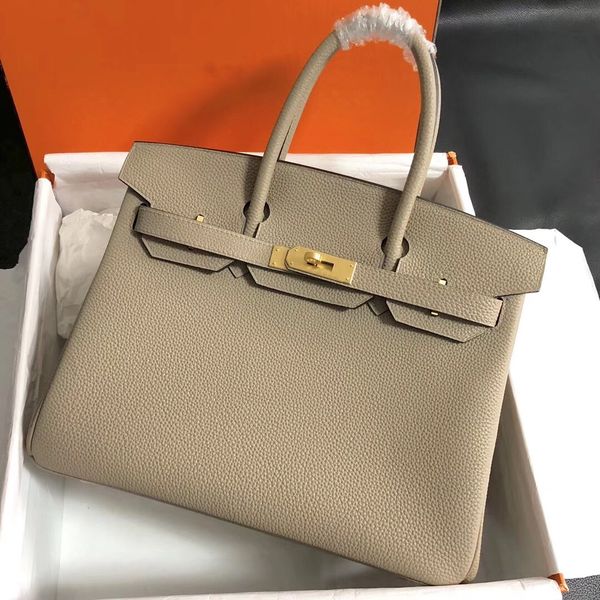 

25cm brand tote fullly handmade quality luxury purse togo leather pink yellow olive green colors wax line stitching fast delivery wholesale