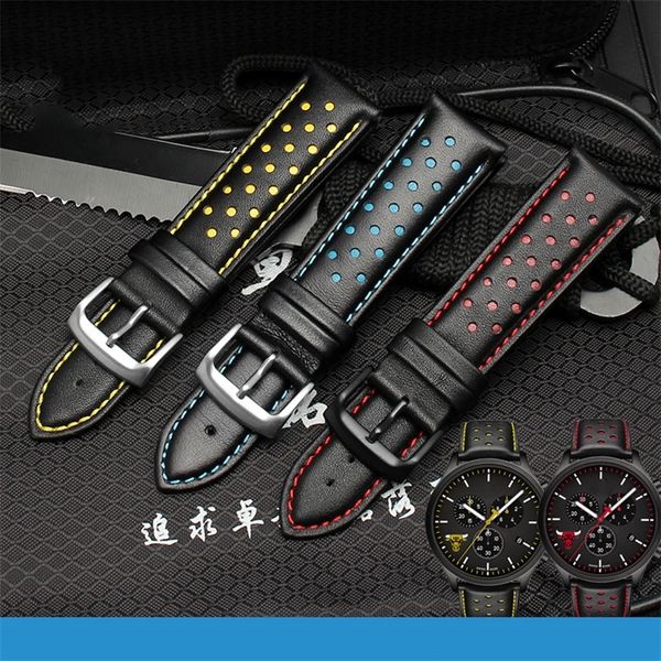 20 22mm de couro genuíno da faixa de couro pulseira de couro esportivo relógio Strap strap wristwatches band cinturões pretos azuis vermelho 220622