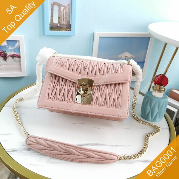 

lady bags fashion elegant socialite design soft sell new pleated plain hasp sheepskin chains shoulderbags handbags with box miu014 bag0001