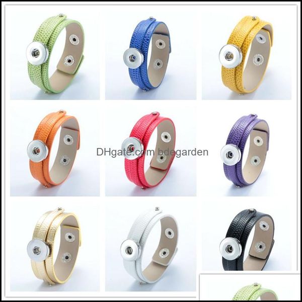 

charm bracelets jewelry wholesale design ginger snap bracelet buttons leather for women fit 18mm rivca snaps drop delivery 2021 hrk7j, Golden;silver