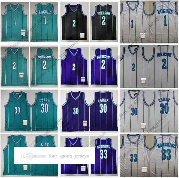 

retro mitchell and ness basketball jerseys 1 tyrone 2 larry muggsy johnson 30 dell 33 alonzo curry mourning rice 41 glen blue jersey size, Black;red