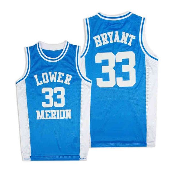 

lower merion high school basketball k..bryant #33 white blue green black retro split basketball jersey men's stitched custom made size